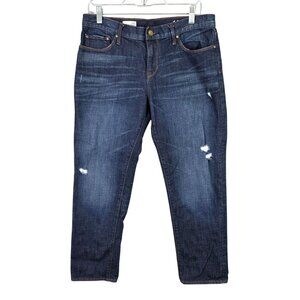 Womens Gap 1969 Sexy Boyfriend Blue Denim Jeans Dark Wash Distressed Size 28